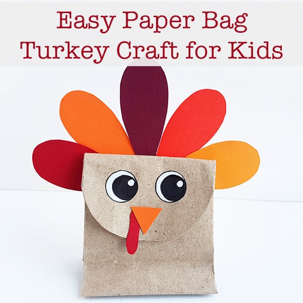 Easy paper bag turkey craft for kids with a free printable template. This uses cheap supplies making it a great inexpensive Thanksgiving craft for kids. 