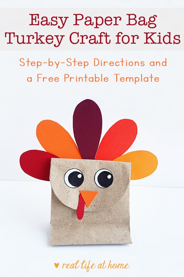 Easy Paper Bag Turkey Craft for Kids (with a free printable template)