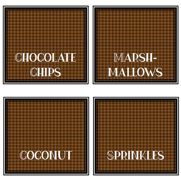 Hot Chocolate Bar Toppings Labels (Free printables)