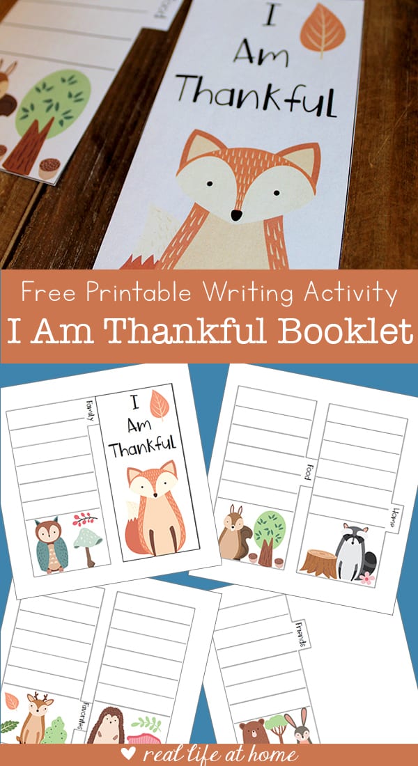 I Am Thankful Free Printable Writing Activity for Kids