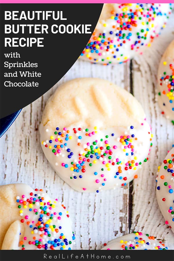 Easy and Beautiful Butter Cookies Recipe with Sprinkles and White Chocolate