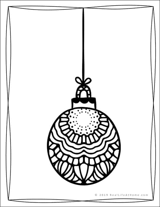 Ornament Coloring Page (from the Free Christmas Coloring Pages Set from Real Life at Home)