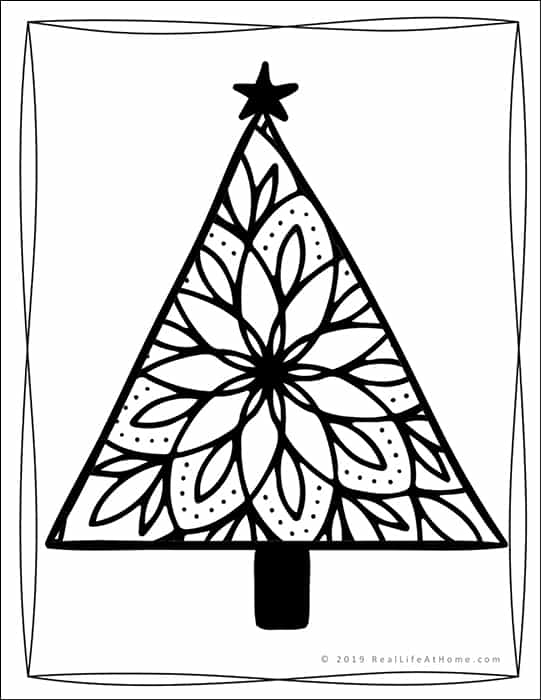 Christmas Tree Coloring Page (from the Free Christmas Coloring Pages Set from Real Life at Home)