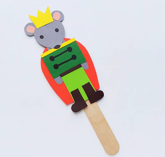Nutcracker Craft for Kids: Mouse King Stick Puppet