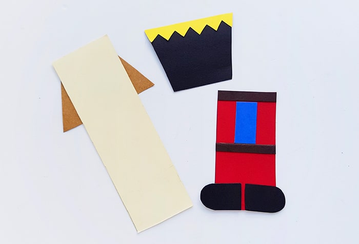 Step two of Nutcracker Stick Puppet Craft for Kids