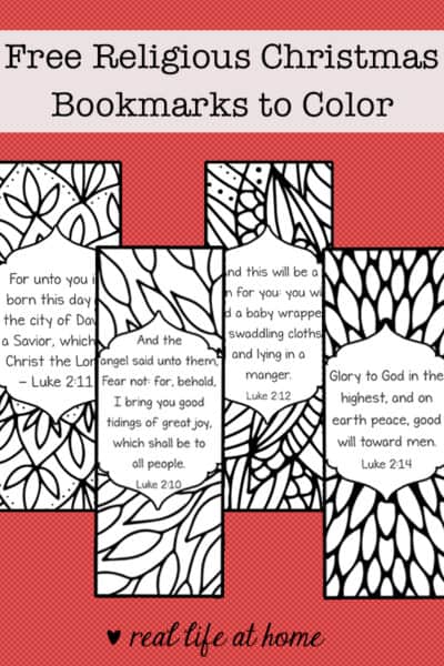 Free Printable Religious Christmas Bookmarks to Color for Kids and Adults
