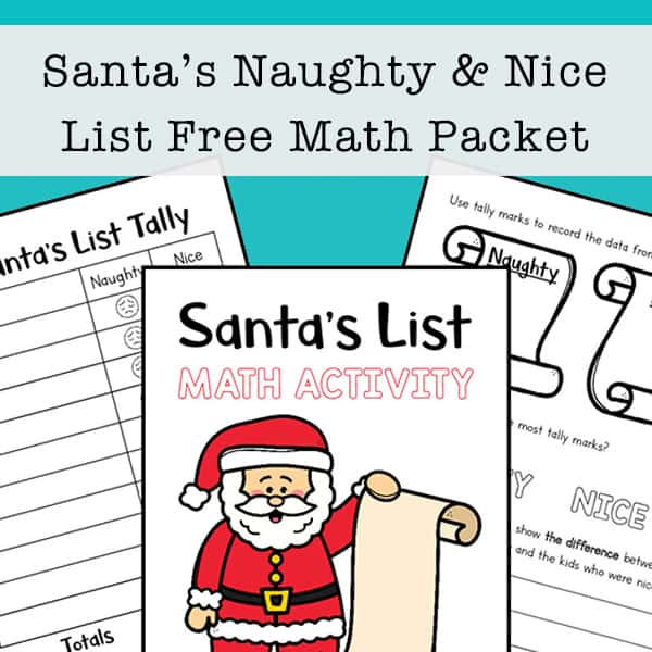 Santa's Naughty and Nice List Christmas Math Packet (free printable)