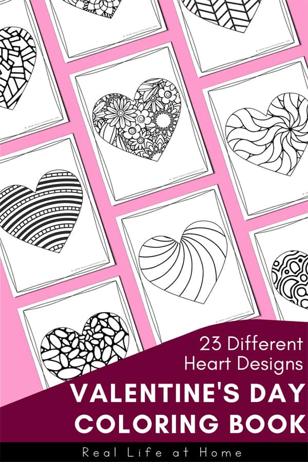 23 Different Heart Designs: Valentine Coloring Book for Kids and Adults from Real Life at Home