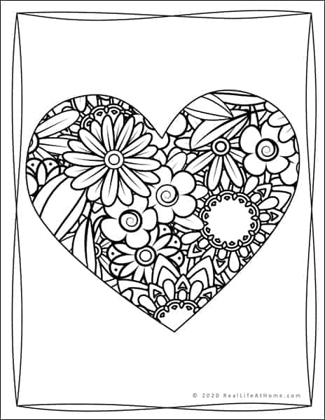 Free Valentine Coloring Page for Kids and Adults from Real Life at Home