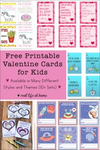 Lots of Free Printable Valentine Cards for Kids (Variety of Themes)