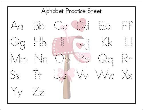 Letter Practice Page - from the Valentine's Day Alphabet Printables Packet from Real Life at Home