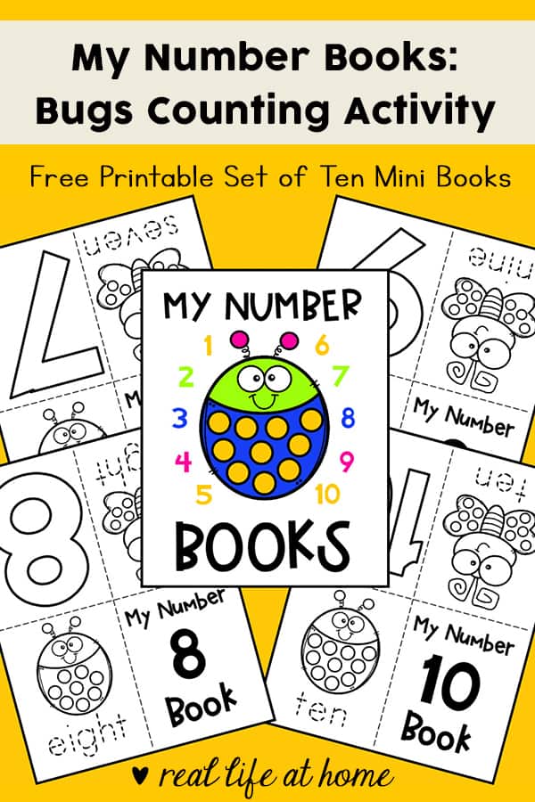 My Numbers Mini Books - Bugs Counting Activity (Free Printable Set of Ten Mini Books)
