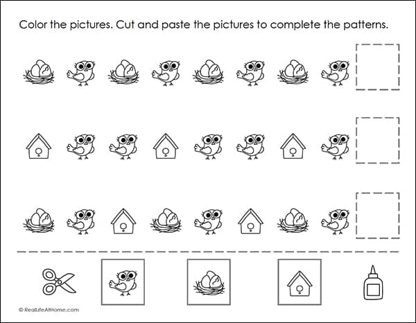 Spring Math Picture Patterns for Preschool - 1st Grade
