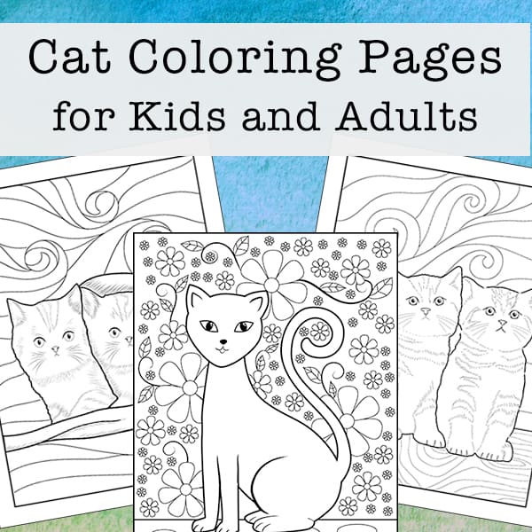 Cat Coloring Pages for Kids and Adults (3 Free Printables)