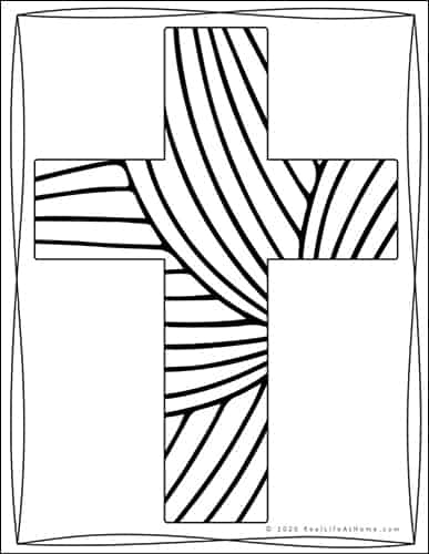 Decorative Cross Coloring Page from Real Life at Home