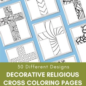 Decorative Religious Cross Coloring Pages Set