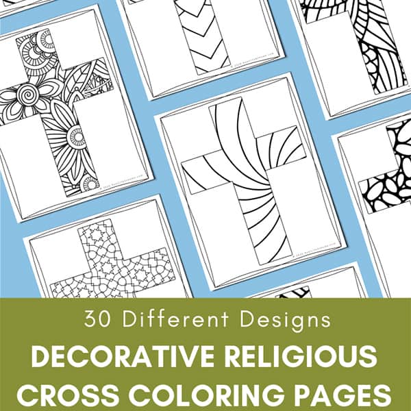 Decorative Religious Cross Coloring Pages Set