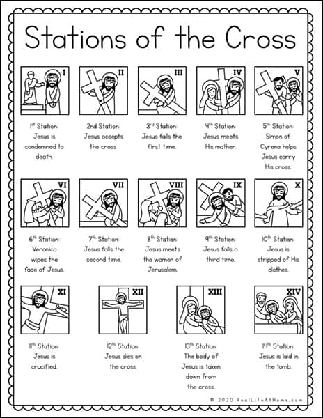 Stations of the Cross List (could be Stations of the Cross coloring page for teens and adults)