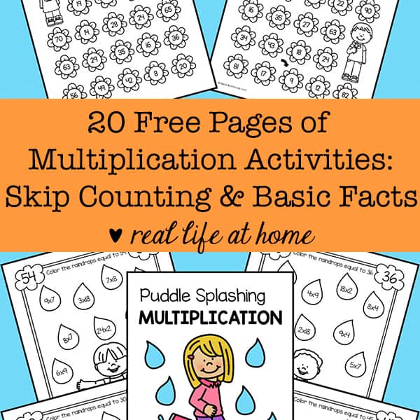 20 Free Printable Pages of Multiplication Worksheets: Basic Facts and Skip Counting