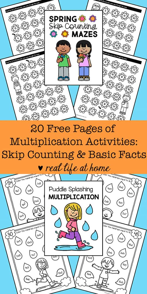 20 Free Pages of Multiplication Worksheets: Basic Facts and Skip Counting