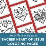 Sacred Heart Coloring Pages for Kids and Adults (20 Different Designs)