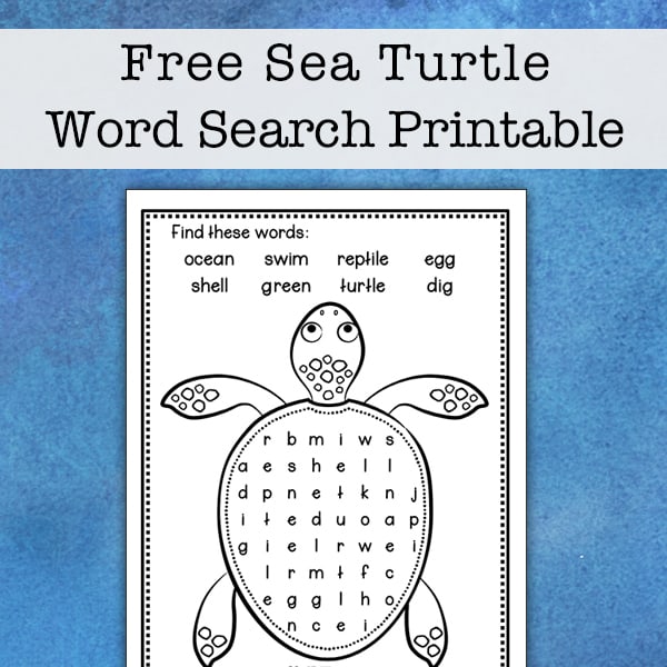 sea turtle word search free and easy animal word find for kids