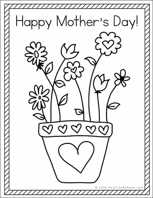 Happy Mother's Day Coloring Page (free printable from Real Life at Home)