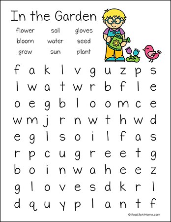 In the Garden Word Search Printable
