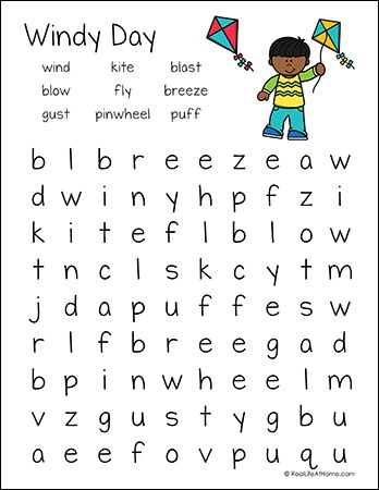 Free Windy Day Word Search Printable
