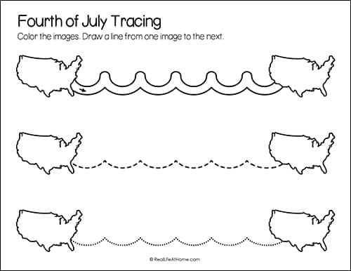 Sample Page 4th of July Fine Motor Skills Packet