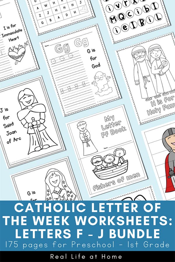 Catholic Letter of the Week Letters F - J Bundle