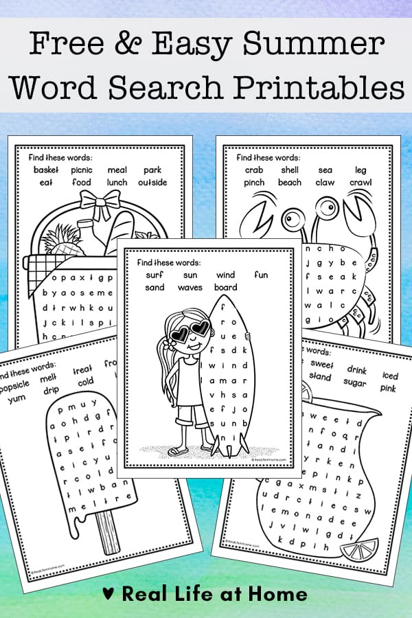 Summer Word Search Bundle, Summer Word Games, Easy, Medium, Hard