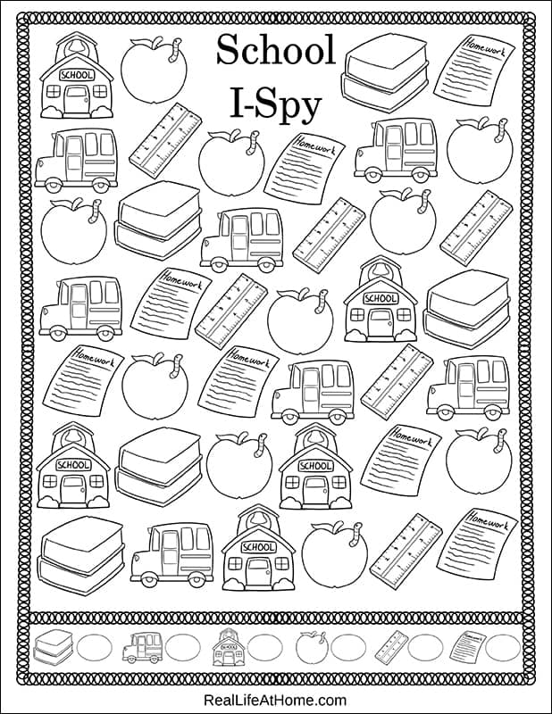 Free Printable Back to School I Spy Activity