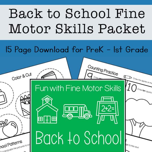 Back to School Fine Motor Skills Packet for Preschool - 1st Grade