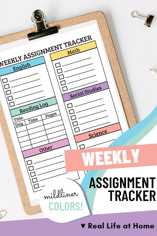 Weekly Assignment Sheet for Students