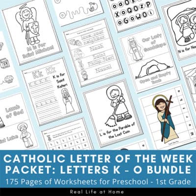 Catholic Letter of the Week Packets for K, L, M, N, and O
