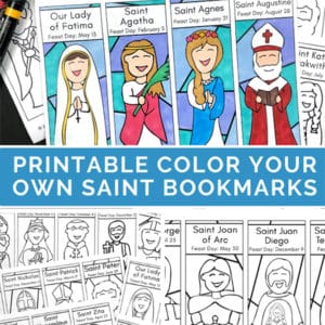 Printable Color Your Own Saint Bookmarks