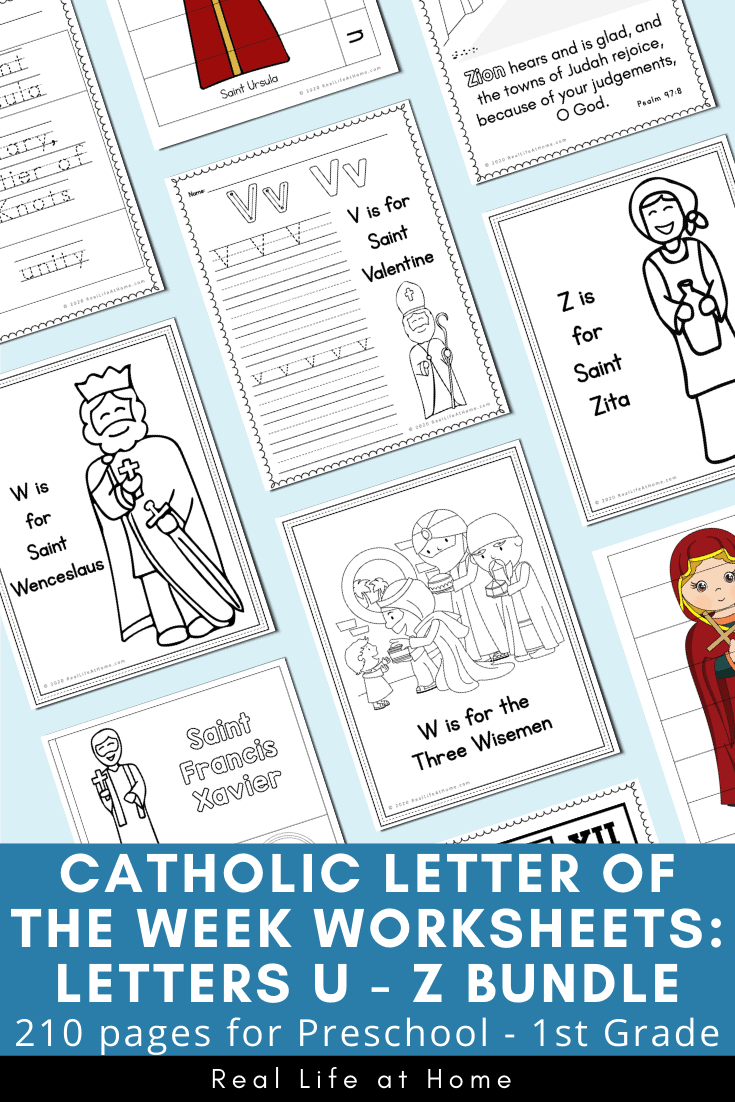 Catholic Letter of the Week Letters U - Z Bundle