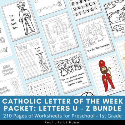 Catholic Letter of the Week Packets: Letters U - Z Bundle