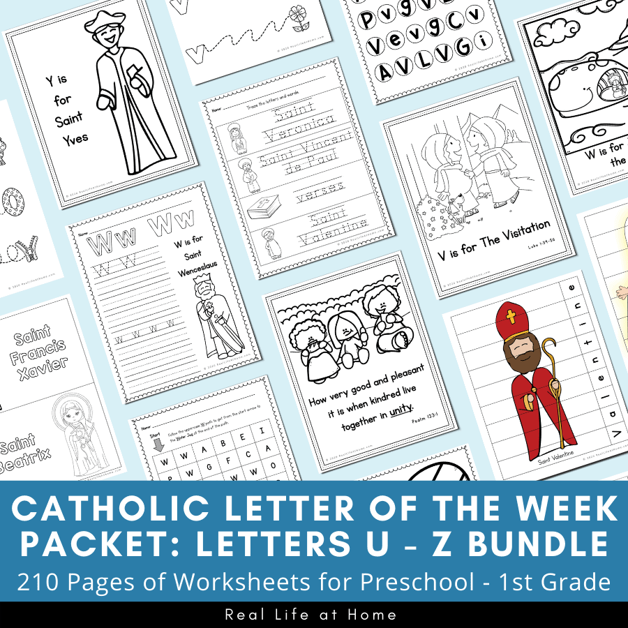 Catholic Letter of the Week Packets: Letters U - Z Bundle