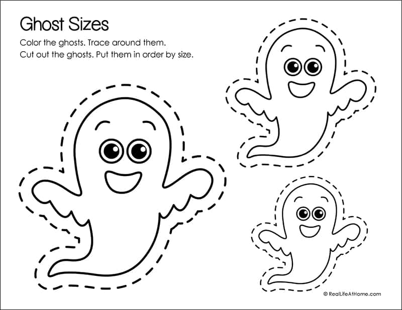 Ghost Sizes Fine Motor Skills Page