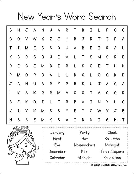 Happy New Years Word Search