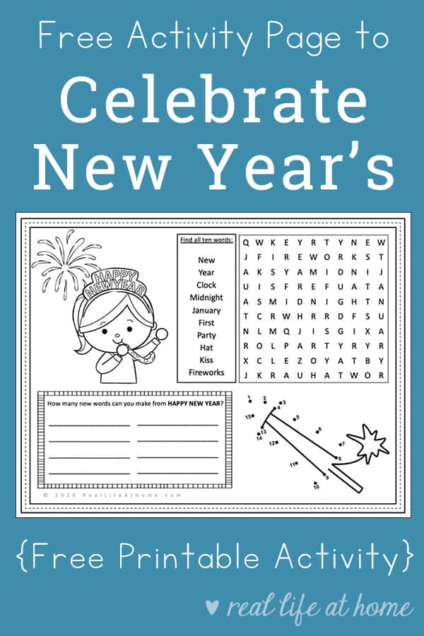 New Year's Activity Page Printable