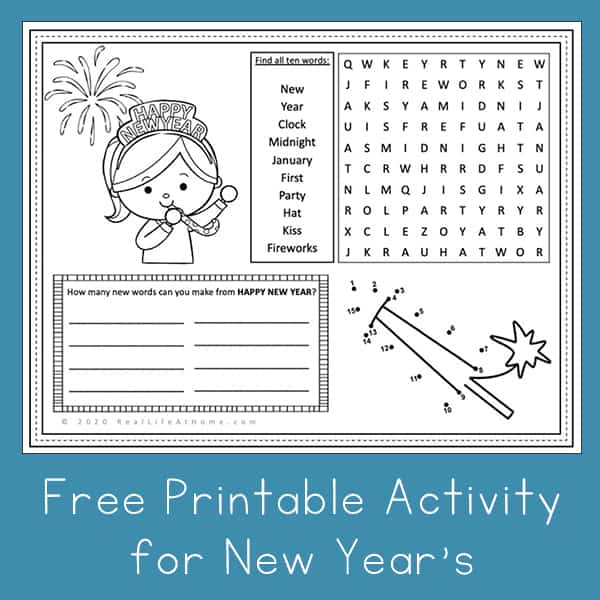 New Year's Activity Page Printable