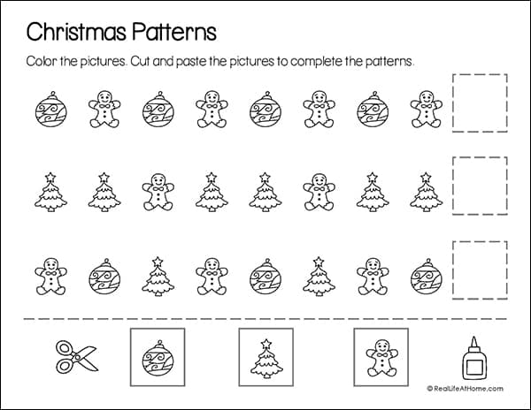Christmas Math Patterns Page