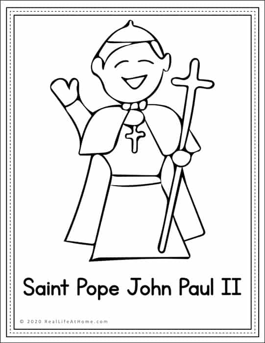 Saint Pope John Paul II Coloring Page