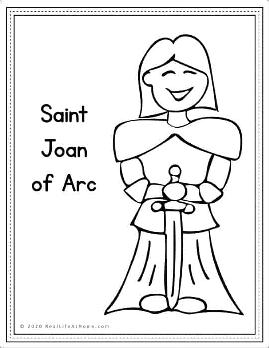 Desenho de Santa Joana D'Arc para colorir