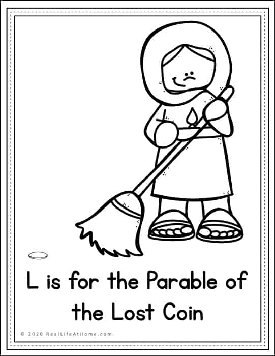Desenho da Parábola da Moeda Perdida para colorir