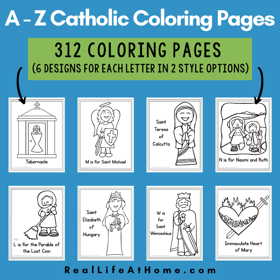 Livros de colorir católicos de A a Z