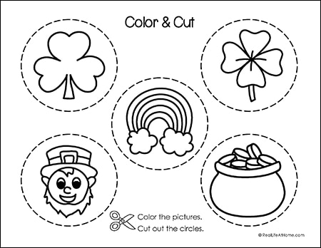 St Patrick's Day Color and Cut Printable